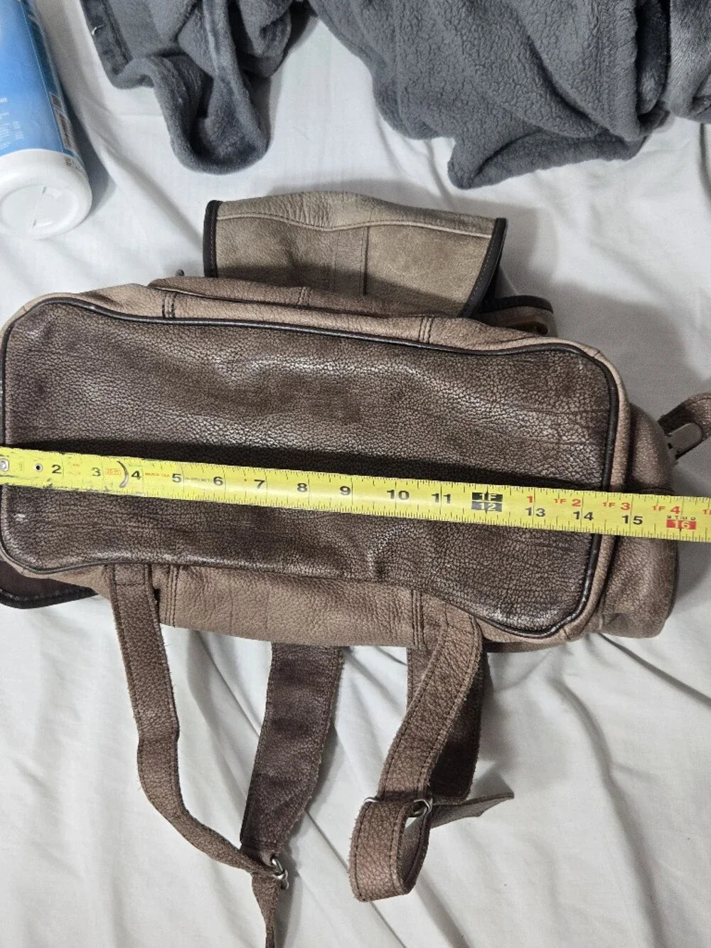 Vintage Light Brown Leather Cowhide Knapsack Backpack For Men